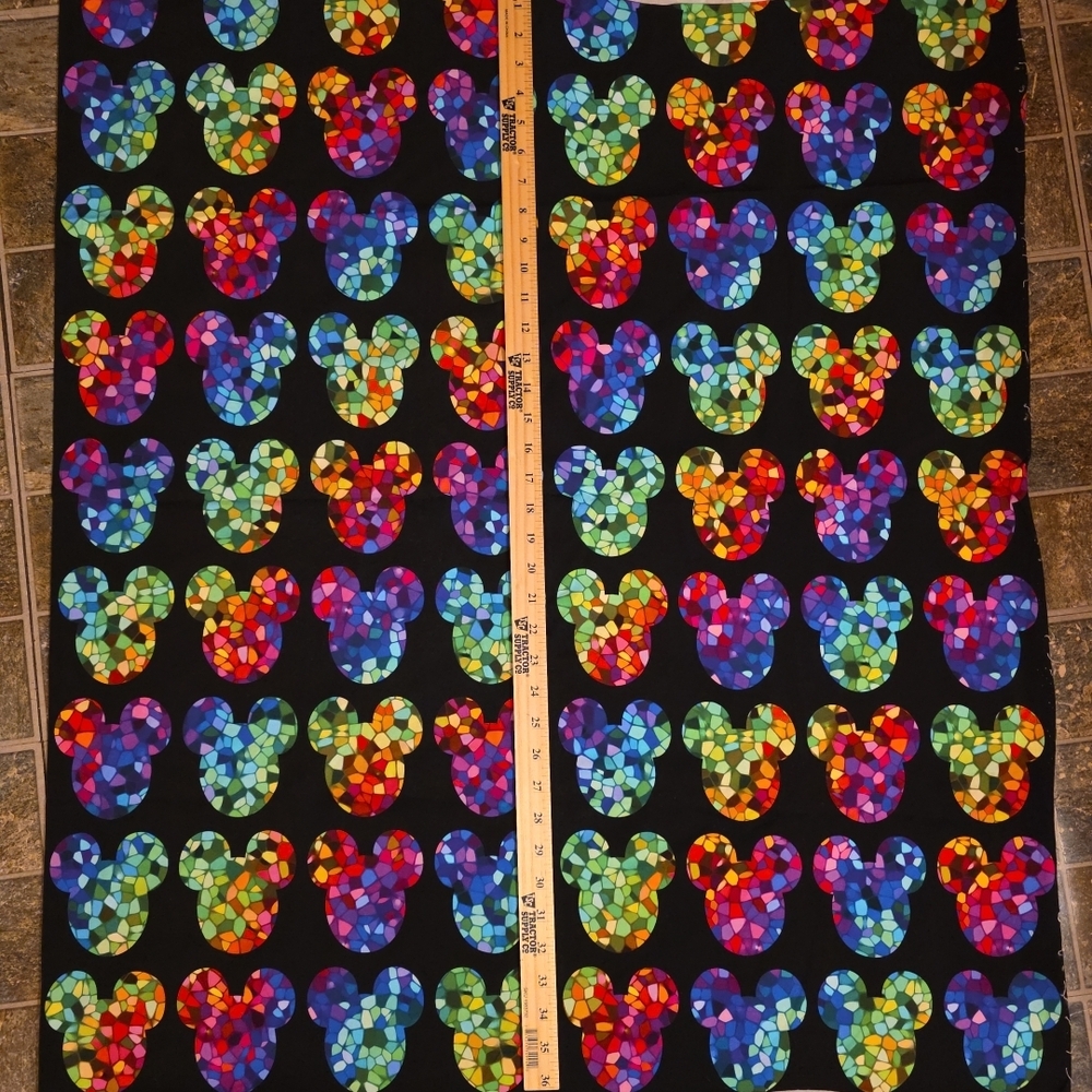 Disney Multicolor Kaleidoscope Mickey Mouse Fabric Remnant Crafts - Picture 3 of 6